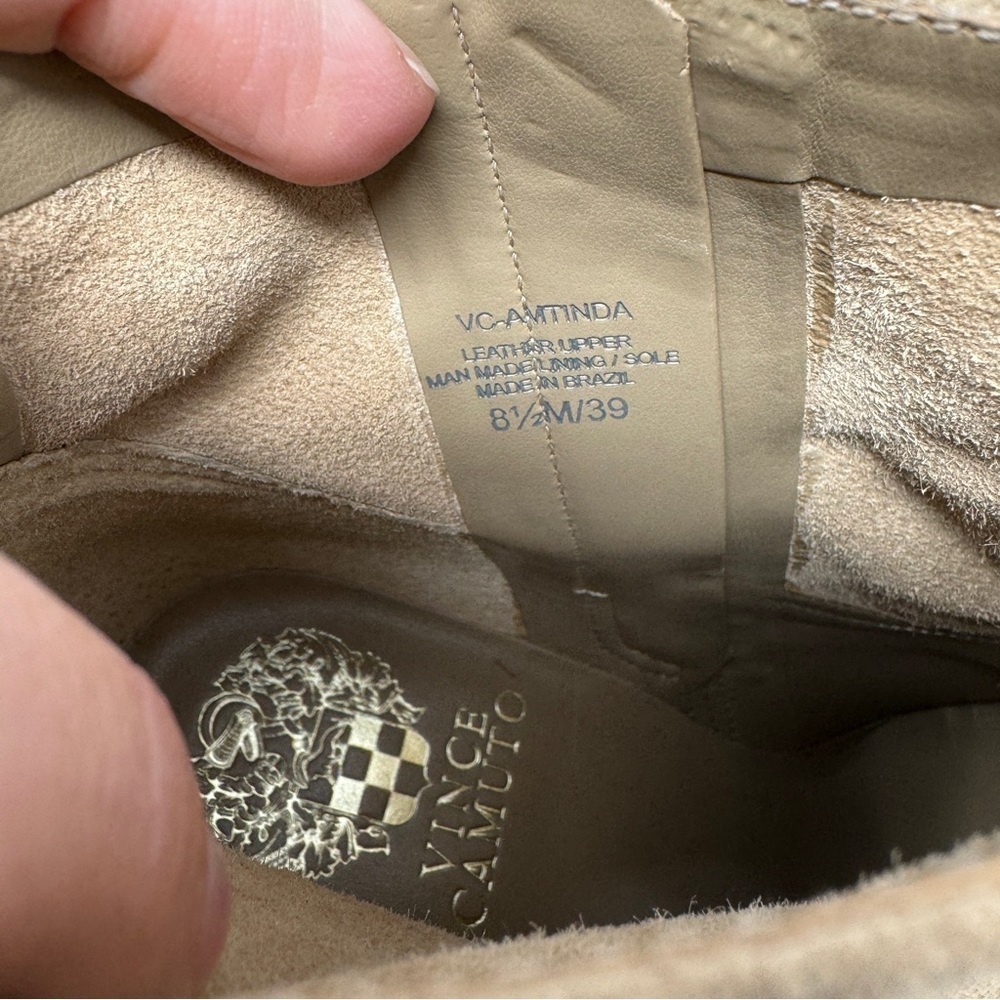 Vince Camuto Tan Suede Amtinda Tortilla Squared Toe Block Heeled Bootie Boot - Picture 10 of 14
